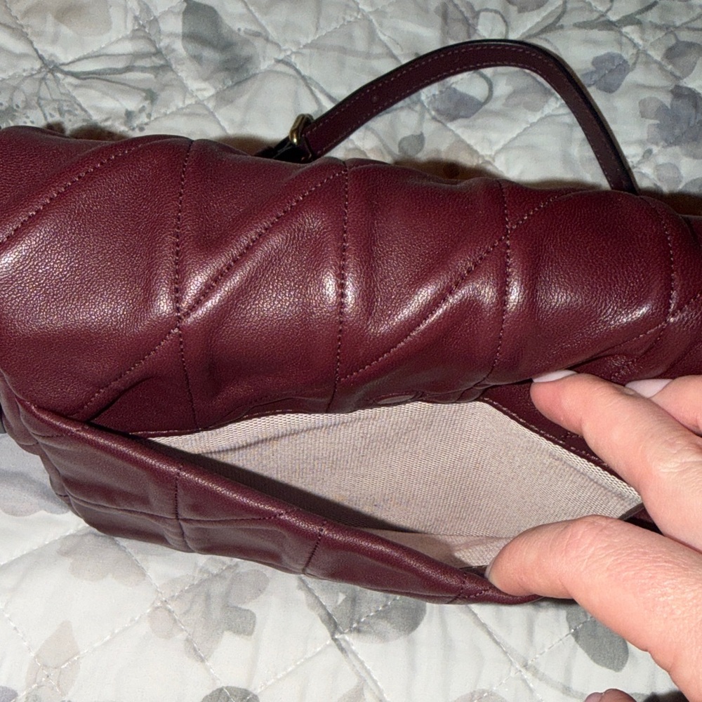 Coach Merlot Quilted Shoulder Bag. Perfect condition. Comes with crossbody strap - Picture 3 of 5